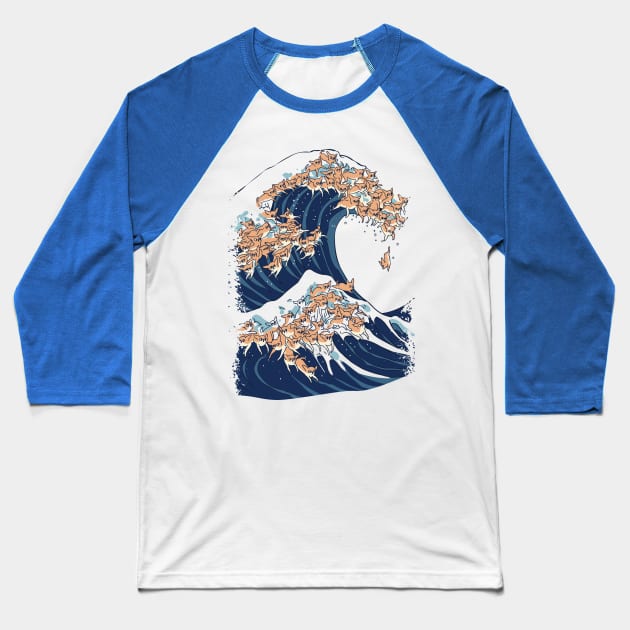 The Great Wave of Chihuahua Baseball T-Shirt by huebucket